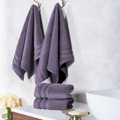 Mytrident Finesse 100% Cotton Hand Towels 800 Gsm (Purple) -4 Piece