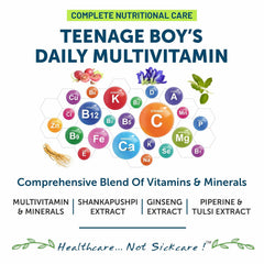 Bliss Welness Teenage Boy Multivitamin With Vitamin & Minerals, Brahmi, Shankpushpi, Ginseng & Ashwagandha Extract, For Strength, Immunity, Bone ,muscle Health | 60 Tablets , 100gm 0.2lbs