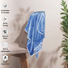 Housse Premium Soft Microfiber Embroidery Bath Towel 350 Gsm | Soft Absorbent Quick-Drying Sweat Towel (Good Mood - Dark Blue)