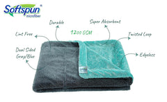 Softspun Microfiber Cloth Towel Set 400 Gsm | Extra Thick Microfiber Cleaning Cloths Perfect For Bike, Auto, Cars Both Interior & Exterior (Grey + Aqua Blue)