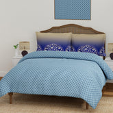 100% Cotton Bedsheet Set For Double Bed - 108 X 108 Inches, Blue | 1 Double Bed Sheet & 2 Pillow Covers - Gift For Weddings Or Birthdays King Size