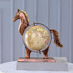 Home & Office Decorative Horse Globe Metal Table Top Showpiece Globe, Home Decor, Living Room, Bedroom, Showcase, Office Desk, & Gifting, Pack Of 1
