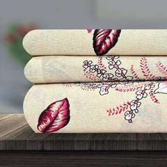 Soft Cotton Double Bedsheet With 2 Pillow Covers | 87 X 100 Inches, Cream & Red - Soft & Breathable Fabric | Comfortable For Daily Use