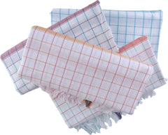 Fancyadda Cotton Large Size Bath Towel 300 Gsm - Set Of 4 (White Checks)