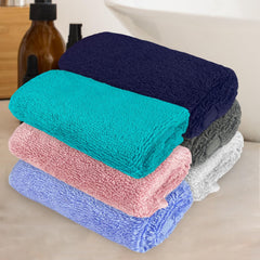 Heelium Bamboo Face Towel 1 Kg | Ultra Absorbent & Odour-Free 3x Softer Than Cotton Towels | Pack Of 6 -Light Grey, Peach, Blue, Teal, Grey & Iris