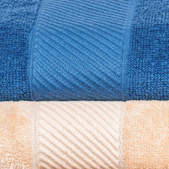 Himeya Bamboo Bath Towel 1000 Gsm | Ultra Absorbent 3x Softer Than Cotton Towels (Nautical Blue & Sand Stone) - Pack Of 2