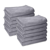 Housse Premium Microfiber Face Towel 1700 Gsm | Korean Beauty Ultra Absorbent, Odour-Free, Quick Dry Face Towel (Pack Of 12) - Frost Grey
