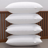 Microfiber Pillows For Sleeping, Neck Support, White Pillows - 16 X 24 Inches | Antimicrobial, Fade-Resistant, Hypoallergenic, Washable, Bed Pillow | Easy Maintenance - Set Of 4