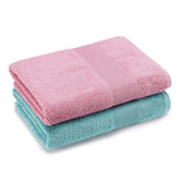 Haus & Kinder Harmony Combed Bath Towel 500 Gsm | Cotton Towel For Men, Women | Towels For Gym, Spa | Pink & Blue (Pack Of 2)