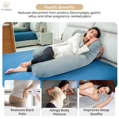 Pregnancy Pillow For Women, U Shape Maternity Pillow, Adjustable Pillow, Grey | Pillow For Pregnant Women, Premium Velvet Cover | Full Body Support, Relieves Pain, Multipurpose Pillow