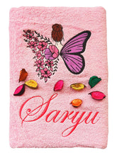 Turtlelittle 100% Cotton Vanity Butterfly Lady Personalised Bath Towel For Women 600 Gsm (Pink)