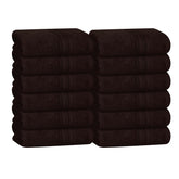 Boutiquo Ultra Soft 100% Cotton Washcloths 1800 Gsm | Contains Face Cloths Compact & Lightweight Multi Purpose Washcloths - Chocolate Brown (12 Piece)