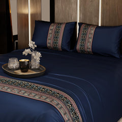 Bedsheet For Super King Size Bed With 2 Matching Pillow Cover - 108 X 108 Inches, Navy Blue | Ideal For Healthy Skin & Hair | 100% Premium Fabric Is Lightweight, Soft & Comfortable