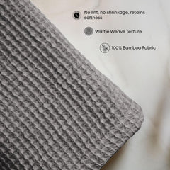 Linenwalas 100% Bamboo Waffle Quick Dry Hand Towel 720 Gsm | Ultra Soft, Super Absorbent Luxury Bathroom & Travel Friendly Light Weight Hand Towel (Grey) - Set Of 6
