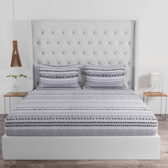 White & Black King Size Bedsheet With 2 Pillow Covers - 110 X 108 Inches | Cotton Bed Sheets Are Easy To Wash And Maintain At Home