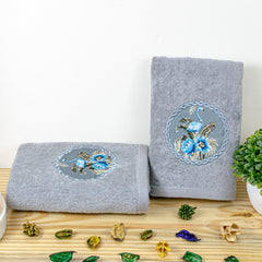 Akiko Home Prima Dream 100% Cotton Hand Towels 400 Gsm | Soft, Absorbent & Durable, Cotton Hand Towel | Pack Of 2 (Grey)
