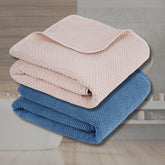 Fezora Microfiber Contler Bath Towels 700 Gsm | Large Size Bath Towel Soft & Absorbent Bath Towel For Men & Women (Cream & Dark Blue)- Pack Of 2