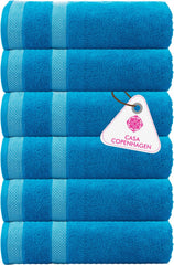 Casa Copenhagen Egyptian Cotton Solitaire Hand Towel 740 Gsm (Teal Blue)- Pack Of 6