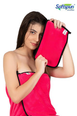 Softspun Microfiber Super Soft Hand & Face Wipes 300 Gsm Towel Set - 4 Piece (Pink)