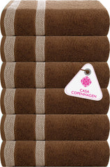 Casa Copenhagen Egyptian Cotton Solitaire Hand Towel 740 Gsm (Brown)- Pack Of 6