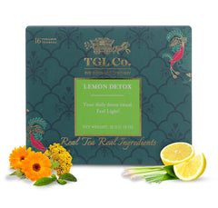 TGL Co. Lemon Detox Green Tea - 32gm, 1.13 Ounce, 16 Pyramid Tea Bags | Hot & Ice Tea - Suits In Digestion, Anti Inflammatory Properties, Keeps Hydrated, Good For Skin