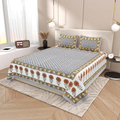 Pure Cotton Double Bedsheet For King Size With 2 Pillow Covers | 90 X 108 Inches, Mustard & Yellow | Ultra-Soft & Skin-Safe | Breathable Summer Comfort