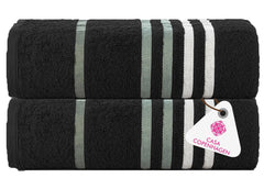 Casa Copenhagen Egyptian Cotton Exotic Hand Towel 400 Gsm (Z Black)- 2 Pcs