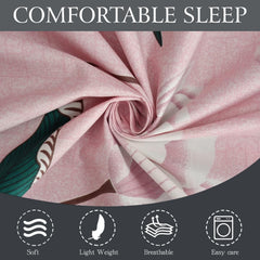 Microfiber Single Bedsheet Set With 1 Pillow Covers (60 X 90 Inches) Pink & Green | Durable & Long-Lasting | 144 Thread Count | Wrinkle Free