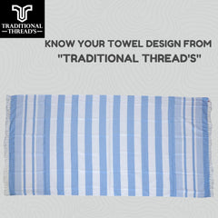Traditional Thread'S 100% Bamboo Large Size Bath Towels 350 Gsm | Ultra Soft, Absorbent, Light Weight & Quick Dry Towel, Travel, Gym, Beach (Blue Stripes)