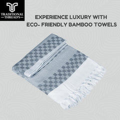 Traditional Thread'S 100% Bamboo Large Size Bath Towels 350 Gsm | Ultra Soft, Absorbent, Light Weight & Quick Dry Towel, Travel, Gym, Beach (Gray)
