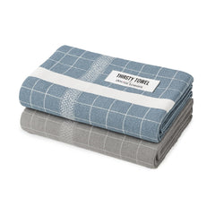 Thirsty Towel Cotton Bath Towel 400 Gsm | Super Soft & High Absorbency Towels, Quick Dry Bath Towels Large Size Pack Of 2 (Blue & Grey)