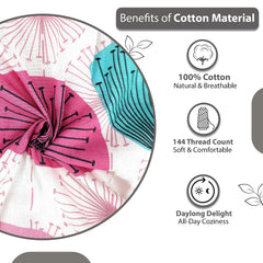 100% Pure Cotton Double Bedsheet For Queen With 2 Pillow Covers - 87 X 100 Inches, Multicolor | Soft & Durable For Everyday Use & Bedroom - All Season Comfort