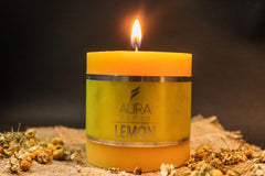 LEMON FRAGRANCE PILLAR CANDLE 2.5INCH PACK OF 2 | HOME DÉCOR CANDLE