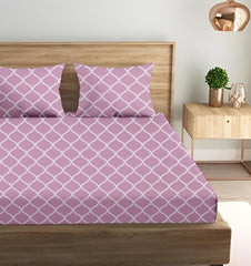 King Size Fitted Bedsheet With 2 Large Pillow Covers - 108 X 108 Inches, Pink | Soft, Breathable & Durable | Wrinkle Resistant
