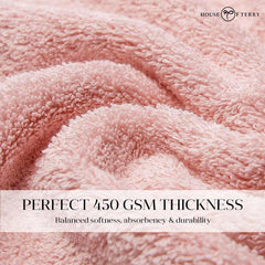 House Of Terry 100% Cotton Bath Towel 450 Gsm | Quick Dry, Fade-Resistant, Soft, Lightweight & Absorbent For Men & Women Large Size Towel (Baby Pink)