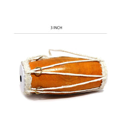 Miniature Musical Instrument Mango Wood Dholak - Brown | Perfectly Symmetric Round Dholak - Mini Dholak For Festival, Wedding, Satsang | Very Easy To Tune