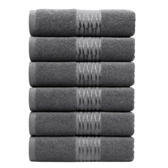 Zibell Luxurious Design Hand Towels With Exceptional Durability Absorbent Shower Towels 1200 Gsm (Steel Grey) - Set Of 6