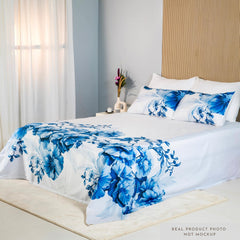 Printed Cotton Bedsheet For Queen Size With 2 Pillow Cover | 88 X 100 Inches, White & Blue | Wrinkle Free Soft Perfect For Everyday Use