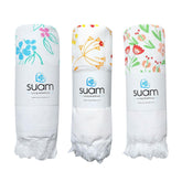 Suam Aruba Cotton Towel 600 Gsm | Quick Absorption For Beach, Pool, Travel, Spa & Yoga | Printed Cotton Towel - Standard Size | Blue & Saffron & Peach (Pack Of 3)