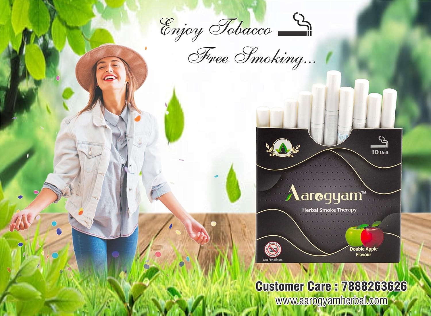 Aarogyam Herbals 100% Tobacco & Nicotine Free Cigarette For Relieve Stress & Mood Enhance Product For Smokers - 10 Sticks In Each Packet Double Apple Flavour, Pack Of 5 Aarogyam Herbals 100% Tobacco & Nicotine Free Cigarette For Relieve Stress & Mood Enhance Product For Smokers - 10 Sticks In Each Packet Double Apple Flavour, Pack Of 5