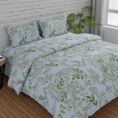 King Size For Double Bedsheet 2 Pillow Covers - 108 X 108 Inches, Light Green & White | Soft & Durable For Everyday Use - All Season Comfort