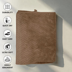 Housse Microfiber Nova Coral Fleece Bath Towel 450 Gsm | Ultra Soft Super Absorbent Towels For Gym, Yoga & Beach (Brown) - Pack Of 1