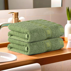 Kuber Industries Cotton Hand & Face 200 Gsm | Easily Washable Workout Gym Napkins For Men - Green (Pack Of 2)