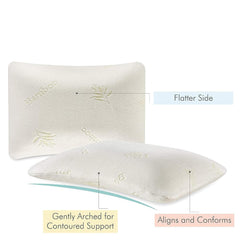 Orthopedic Memory Foam Pillow For Sleeping, Special Dual Sided Pillow, Cream, King Size - 23 L X 15.5 W X 5 H Inch | Pillow For Back & Neck Pain Relief With Bamboo Removable Cover