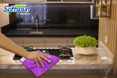 Softspun Microfiber Cleaning Cloths Towel Set 340 Gsm | Highly Absorbent Lint & Streak Free Multi-Purpose Wash Cloth For Kitchen Car Window Stainless Steel Silverware Pack Of 5 (Purple)