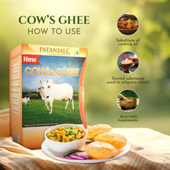 100% Natural Cow'S Ghee By Patanjali | High In Vitamins A, D & Healthy Desi Ghee Good For Dishes | (1 Litr) 33.8 Ounce | Box Pack