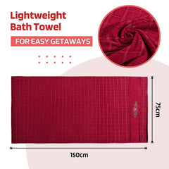 Kuber Industries Rectangle Super Absorbent Bath Towel 500 Gsm | Soft & Comfortable Swimming & Bathing Towels | Gold Flower (Red)- Pack Of 1