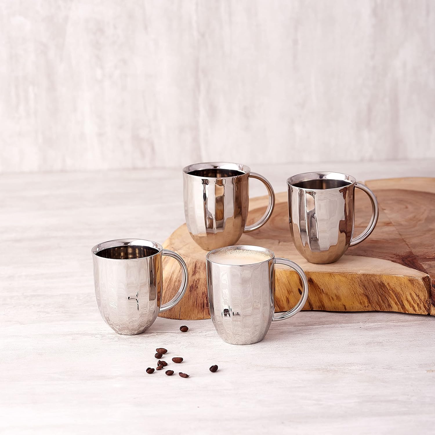 Chrome Stainless Steel Coffee Pot With Mug Set - Dome Series | Corporate Gifting For Diwali - 1 Dome Coffee Pot + 4 Mug | Unbreakable Tea & Coffee Cup With Mirror Polish | Serve Ware & Tableware Chrome Stainless Steel Coffee Pot With Mug Set - Dome Series | Corporate Gifting For Diwali - 1 Dome Coffee Pot + 4 Mug | Unbreakable Tea & Coffee Cup With Mirror Polish | Serve Ware & Tableware