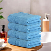 Kuber Industries Cotton Hand & Face Towels 200 Gsm | Easily Washable Workout Gym Napkins For Men | Pocket Towel - Sky Blue (Pack Of 4)