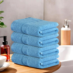 Kuber Industries Cotton Hand & Face Towels 200 Gsm | Easily Washable Workout Gym Napkins For Men | Pocket Towel - Sky Blue (Pack Of 4)